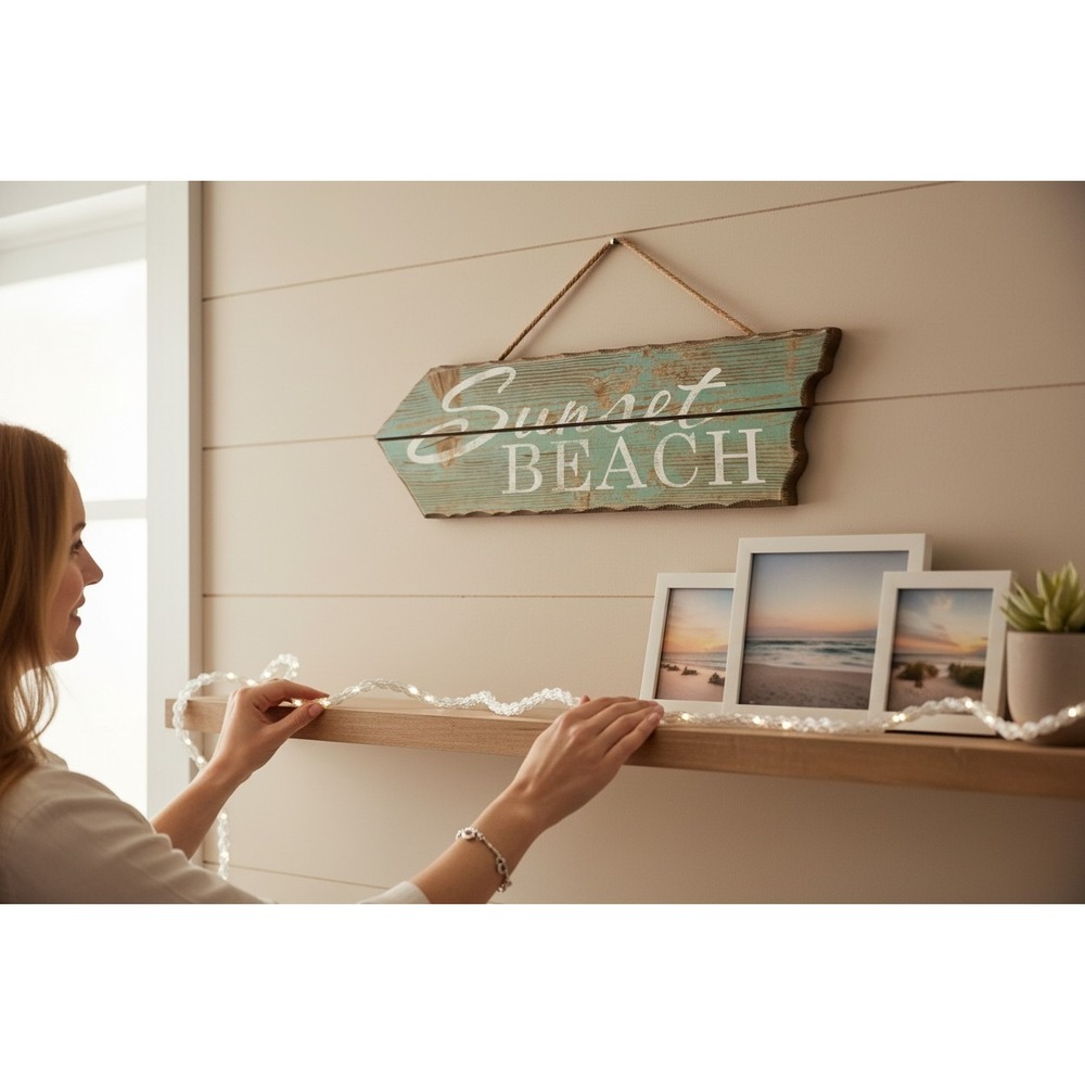 Creative Co-Op Wall Decor Unisex OS Teal Brand New Sunset Beach Arrow Sign